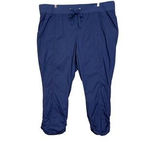 Torrid Pants Womens 2XL Navy Blue Cropped Pants Drawstring Waist Ruched Ankle